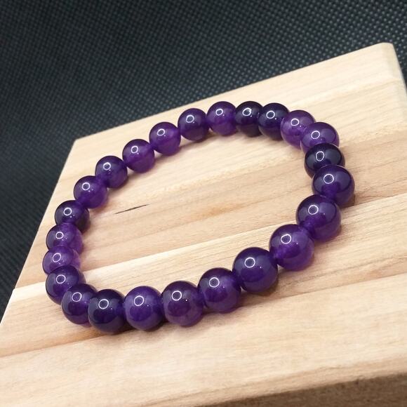 Artisan Amethyst Natural Stone Bracelet Purple Beaded Bohemian Stretch Natural - Picture 9 of 11